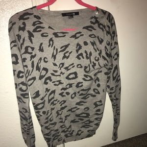 F21 small grey leopard sweater